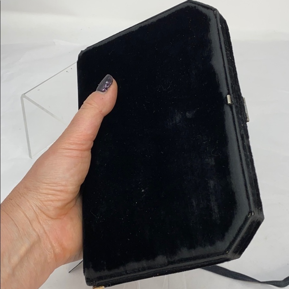 Vintage Elizabeth Arden Black Velvet Mirror Clutch